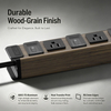 ETL Listed Portable Travel Power Strip with 6 Outlets, 65W USB-C Fast Charging & Individual Circuit Breaker Switches, Wood Grain Aluminum Housing