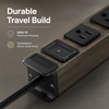 ETL Listed Portable Travel Power Strip with 3 Outlets, 30W USB-C Charging, Circuit Breaker Protection & Wood Grain Aluminum Housing