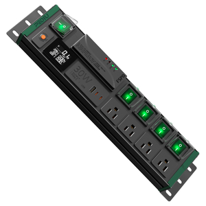 15A 2U Metered Rack PDU with 4 NEMA 5-15R Outlets, Surge Protection, USB Charging, Double Pole Switch & ETL Listed