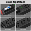 Industrial 1U PDU Power Distribution Unit, 30A High Power with 12 IEC C13 & C19 Outlets, 1P Circuit Breaker & ETL Listed