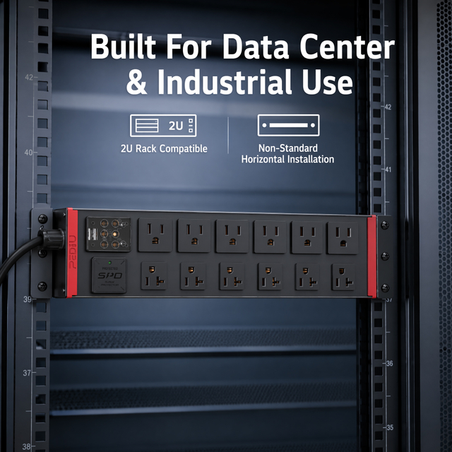 Industrial Heavy Duty PDU Power Distribution Unit, 20A High Capacity with NEMA 5-15R & 5-20R Outlets, Surge Protection & ETL Listed