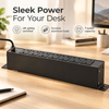 Black 1+1U UK PDU with 7 BS 1363 Sockets, USB-C PD 20W Charging & Overload Protection