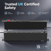 1+1U CN Series UK PDU with 7 BS 1363 Sockets, Red Double-Pole Switch, USB-C PD 30W & Surge Protection