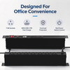 Black 1+1U UK PDU with 7 BS 1363 Sockets, USB-C PD 65W Fast Charging & Digital Meter Display