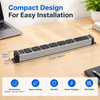 Silver 1U UK PDU with 5 BS 1363 Sockets, USB-C PD 30W Fast Charging, Surge Protection & Illuminated Circuit Breaker
