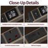 Wood-Grain 1U UK PDU with 7 BS 1363 Sockets, USB-C PD 30W Charging, Digital Meter Display & Illuminated Circuit Breaker