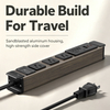 Wood Grain Aluminum Travel Power Strip with 3 Outlets, 30W USB-C Charging, Circuit Breaker Protection & ETL Listed