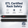 15A 1+1U Rack PDU Power Strip with 9 NEMA 5-15R Outlets, Master Switch, Surge Protection & ETL Listed