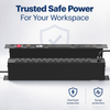 Black Aluminum UK Power Distribution Unit with 7 BS 1363 Sockets, USB-C PD 65W & Filtered Surge Protection