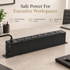 Black 1+1U UK PDU with 7 BS 1363 Sockets, USB-C PD 65W Fast Charging & Digital Meter Display