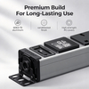 Silver 1U UK PDU with 7 BS 1363 Sockets, USB-C PD 30W Fast Charging, Digital Meter Display & Illuminated Circuit Breaker