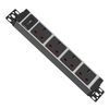 Wood-Grain 1U UK PDU with 6 BS 1363 Sockets, USB-C PD 65W Fast Charging & Illuminated Circuit Breaker