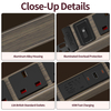 Wood-Grain 1U UK PDU with 5 BS 1363 Sockets, USB-C PD 30W Fast Charging, Surge Protection & Illuminated Circuit Breaker