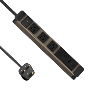 3 Outlet Aluminum Travel Power Strip with USB-C Charging & Circuit Breaker, ETL Listed