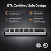 15A Aluminum Desktop PDU Power Strip with 5 Outlets, USB-C 65W Charger, Circuit Breaker and ETL Listed