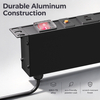 Black 1+1U UK PDU with 7 BS 1363 Sockets, USB-C PD 20W Charging & Overload Protection